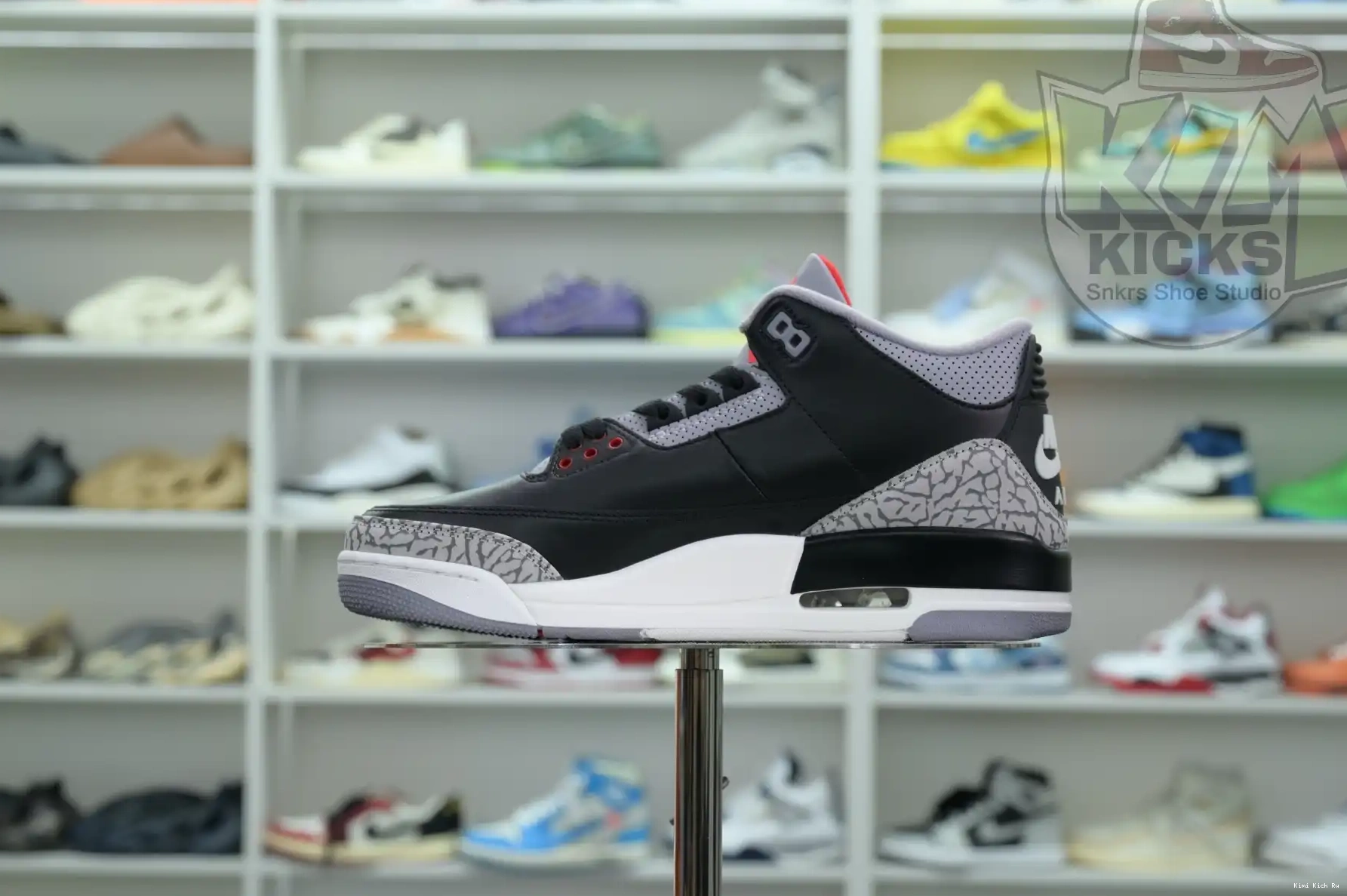 Kimikick Jordan Air Reimagined” 3“Black Cement 0822